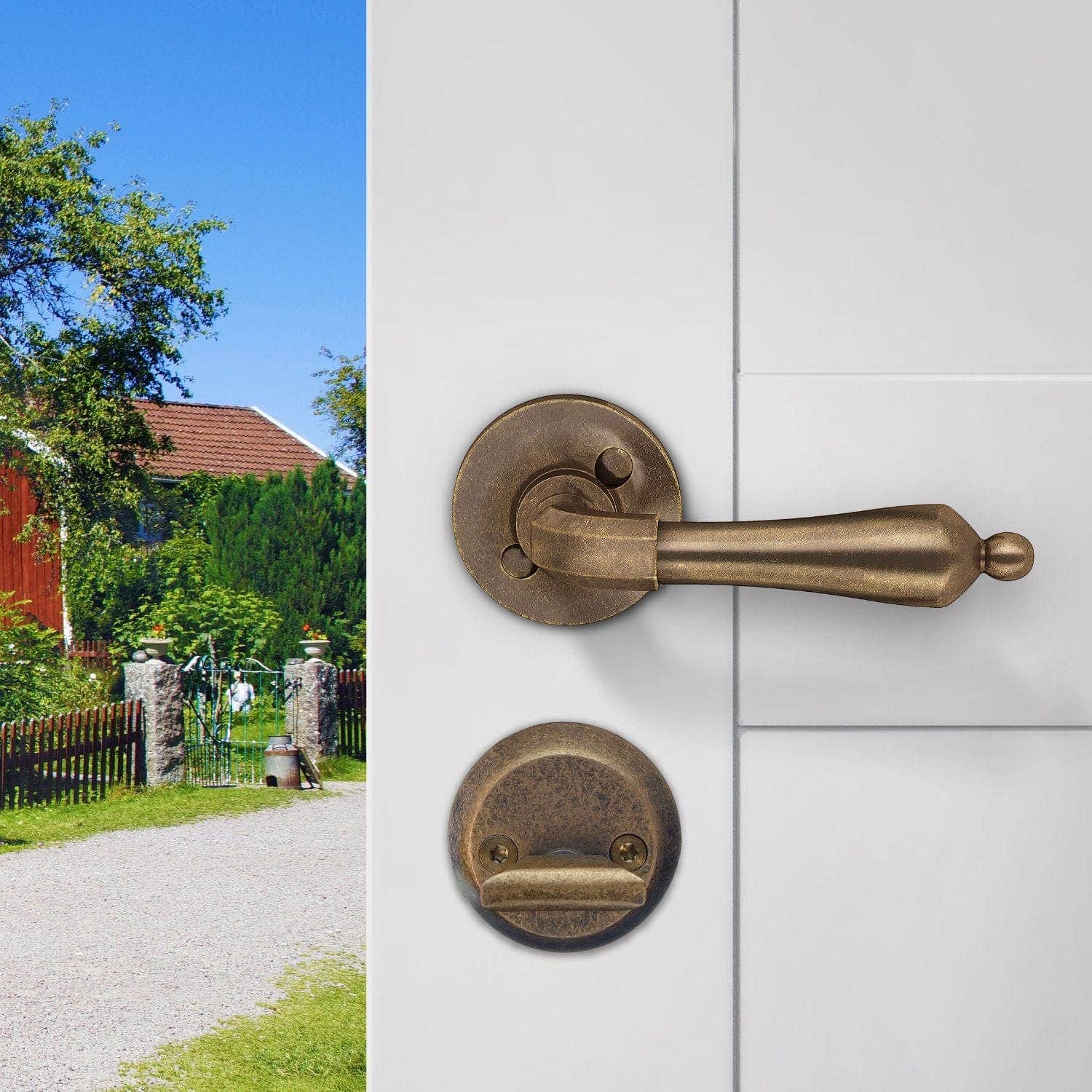 Beslagsboden Design 153 Ytterdørvridere Antikk messing Beslagsboden Dørhåndtak ytterdør SM-B153A