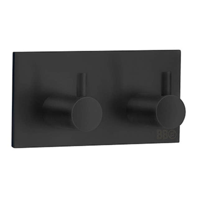 Beslagsboden Dobbel Krok 1106 - selvklebende Svart Beslagsboden Knagger SM-BB1106