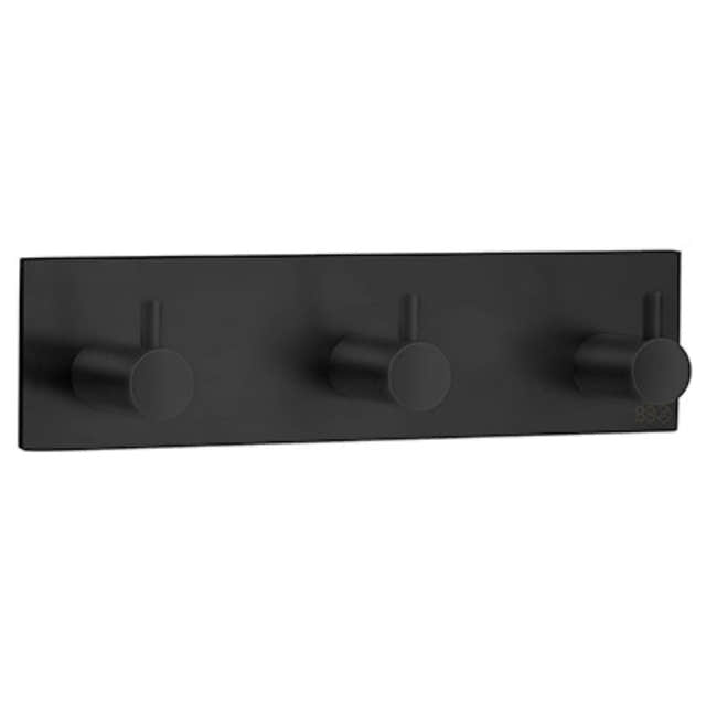 Beslagsboden Kroklist 3 Kroker 1107 - selvklebende Svart Beslagsboden Knagger SM-BB1107