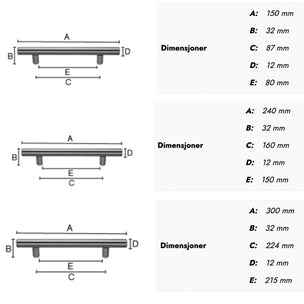 Beslagsboden Håndtak 87-224mm