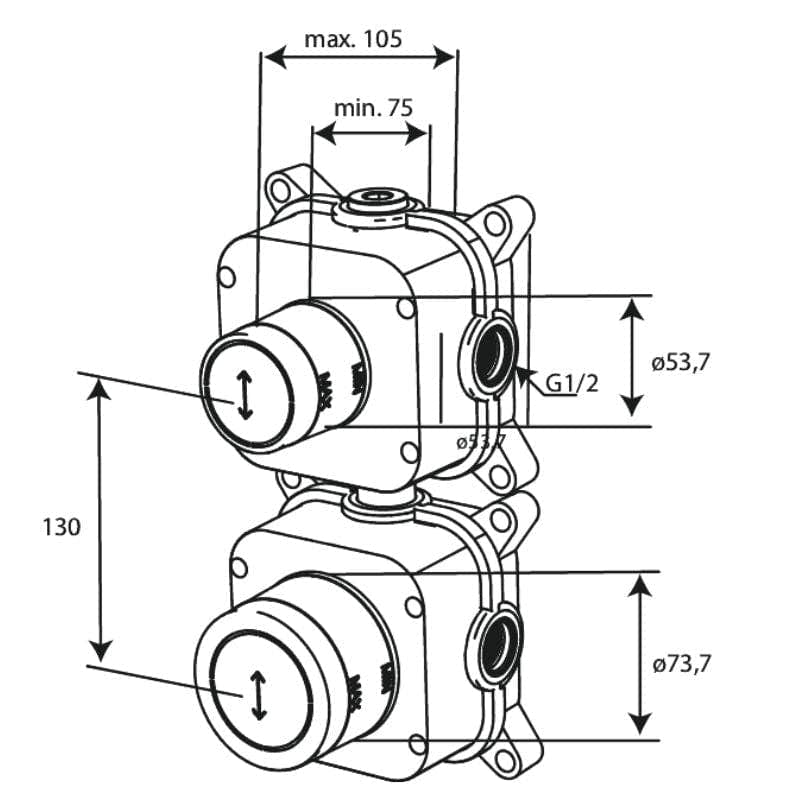 Damixa Skjult Termostat 2-veis avleder Damixa Dusjtilbehør KO-5704300