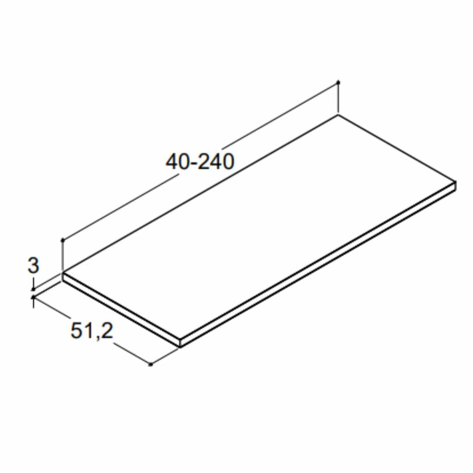 Dansani Calidris benkeplate D51,2 B40-240cm Dansani Benkeplate bad