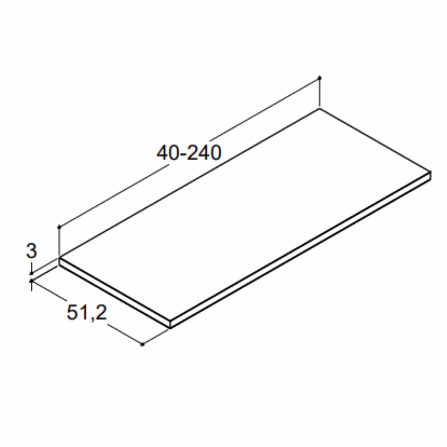 Dansani Calidris benkeplate D51,2 B40-240cm Dansani Benkeplate bad