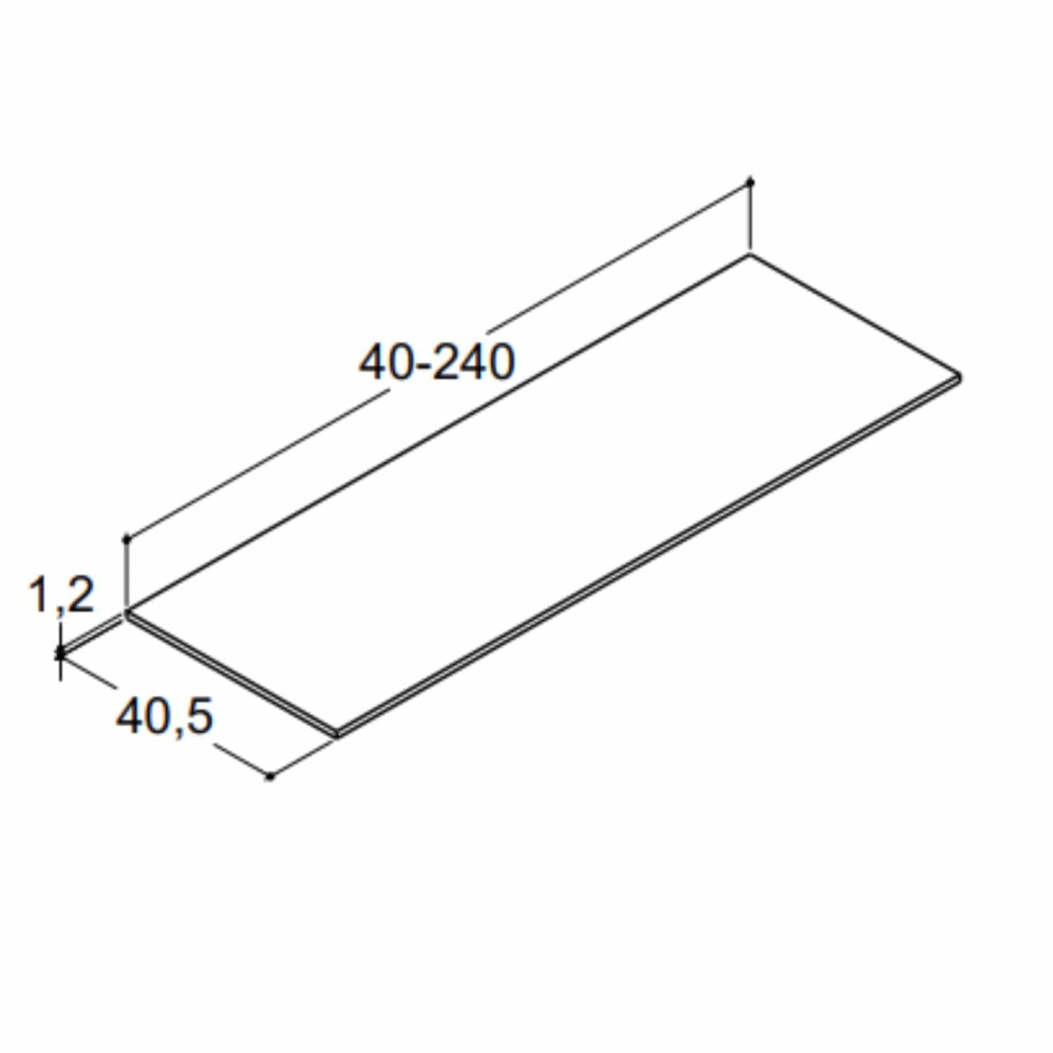Dansani Calidris Shape Topplate D40,5 B40-240cm Dansani Benkeplate bad