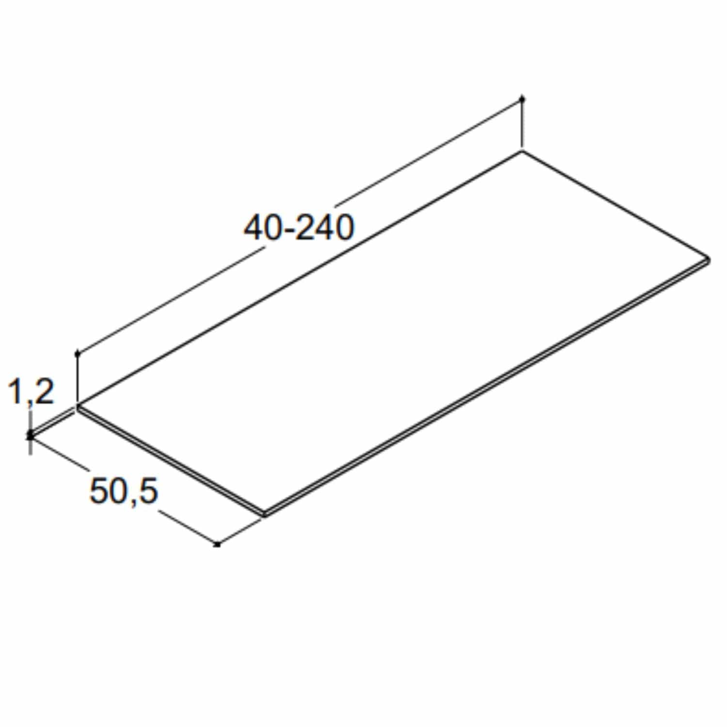 Dansani Calidris Shape Topplate D50,5 B40-240cm Dansani Benkeplate bad