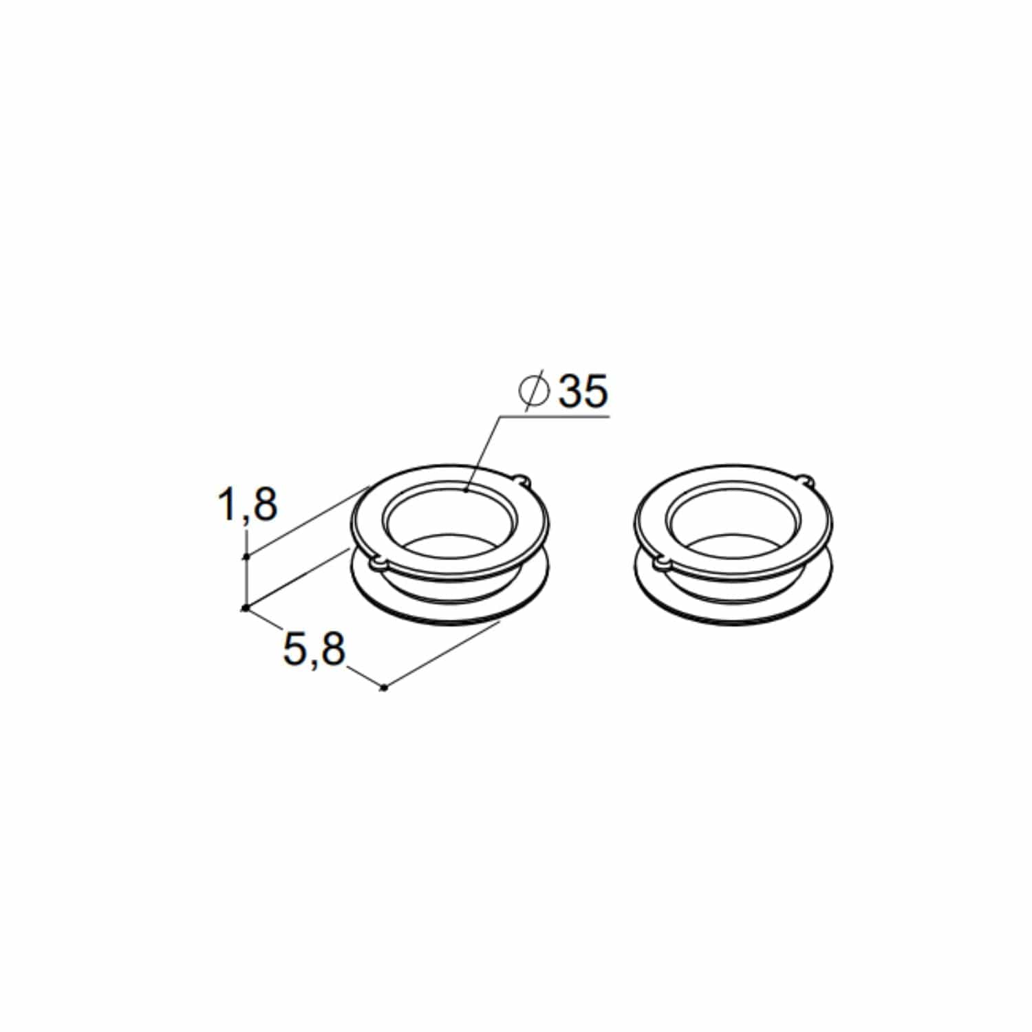 Dansani Dekkring Ø35mm Dansani Tilbehør baderomsinnredning DA-9541