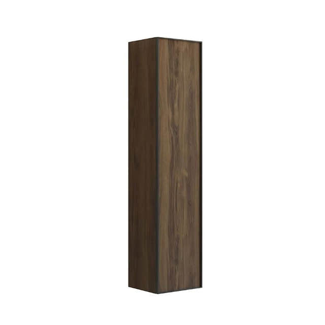Dansani Inzo Alu-ramme svart Høyskap 1 dør Ver. A B40xH176x35cm Brun eik / Høyre hengslet Dansani Høyskap bad DA-U47-8152