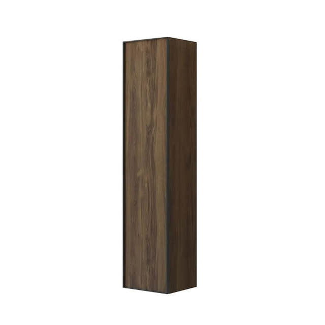 Dansani Inzo Alu-ramme svart Høyskap 1 dør Ver. A B40xH176x35cm Brun eik / Venstre hengslet Dansani Høyskap bad DA-U47-8252