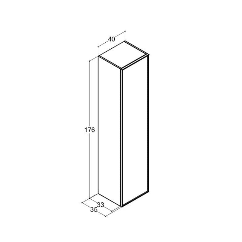 Dansani Inzo Alu-ramme svart Høyskap 1 dør Ver. A B40xH176x35cm Dansani Høyskap bad