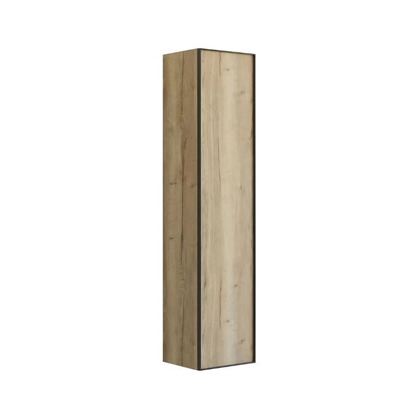 Dansani Inzo Alu-ramme svart Høyskap 1 dør Ver. A B40xH176x35cm Natur eik / Høyre hengslet Dansani Høyskap bad DA-U47-8149