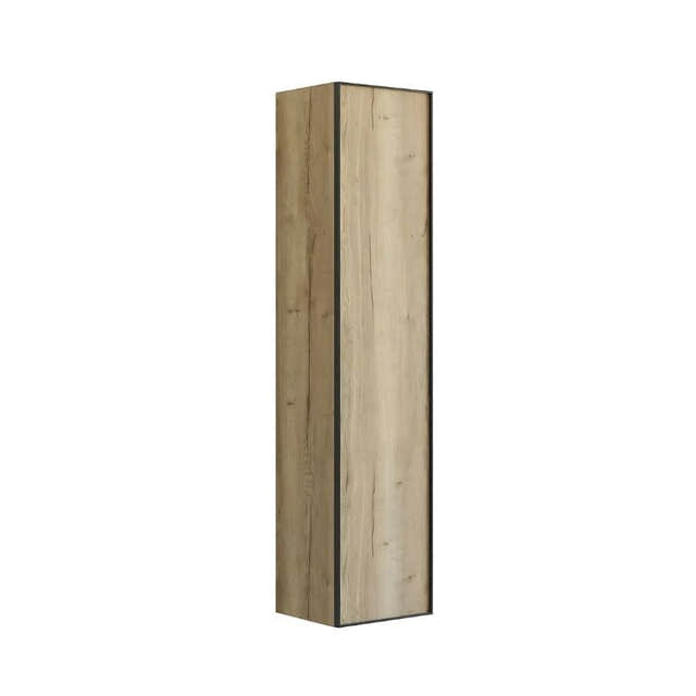 Dansani Inzo Alu-ramme svart Høyskap 1 dør Ver. A B40xH176x35cm Natur eik / Høyre hengslet Dansani Høyskap bad DA-U47-8149