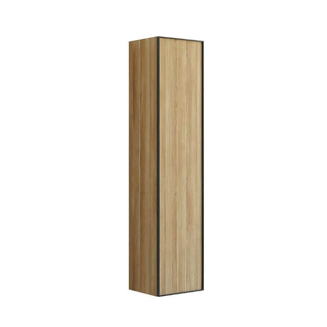 Dansani Inzo Alu-ramme svart Høyskap 1 dør Ver. A B40xH176x35cm Varm eik / Høyre hengslet Dansani Høyskap bad DA-U47-8155