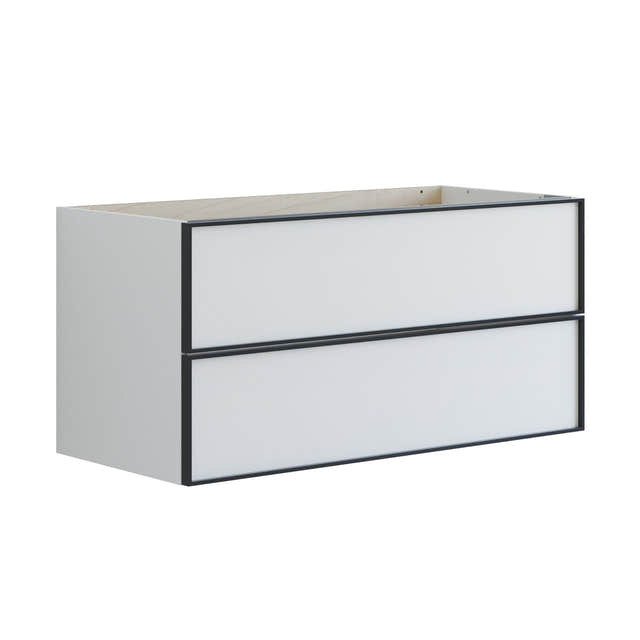 Dansani Inzo Alu-ramme Svart Servantskap 2 Skuff H48cm Hvit matt / 100cm Dansani Servantskap DA-U21-8010