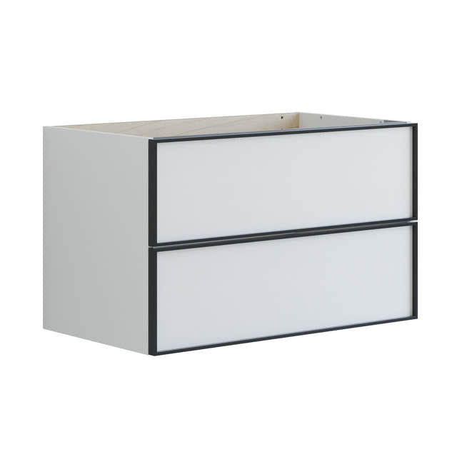 Dansani Inzo Alu-ramme Svart Servantskap 2 Skuff H48cm Hvit matt / 80cm Dansani Servantskap DA-U20-8010