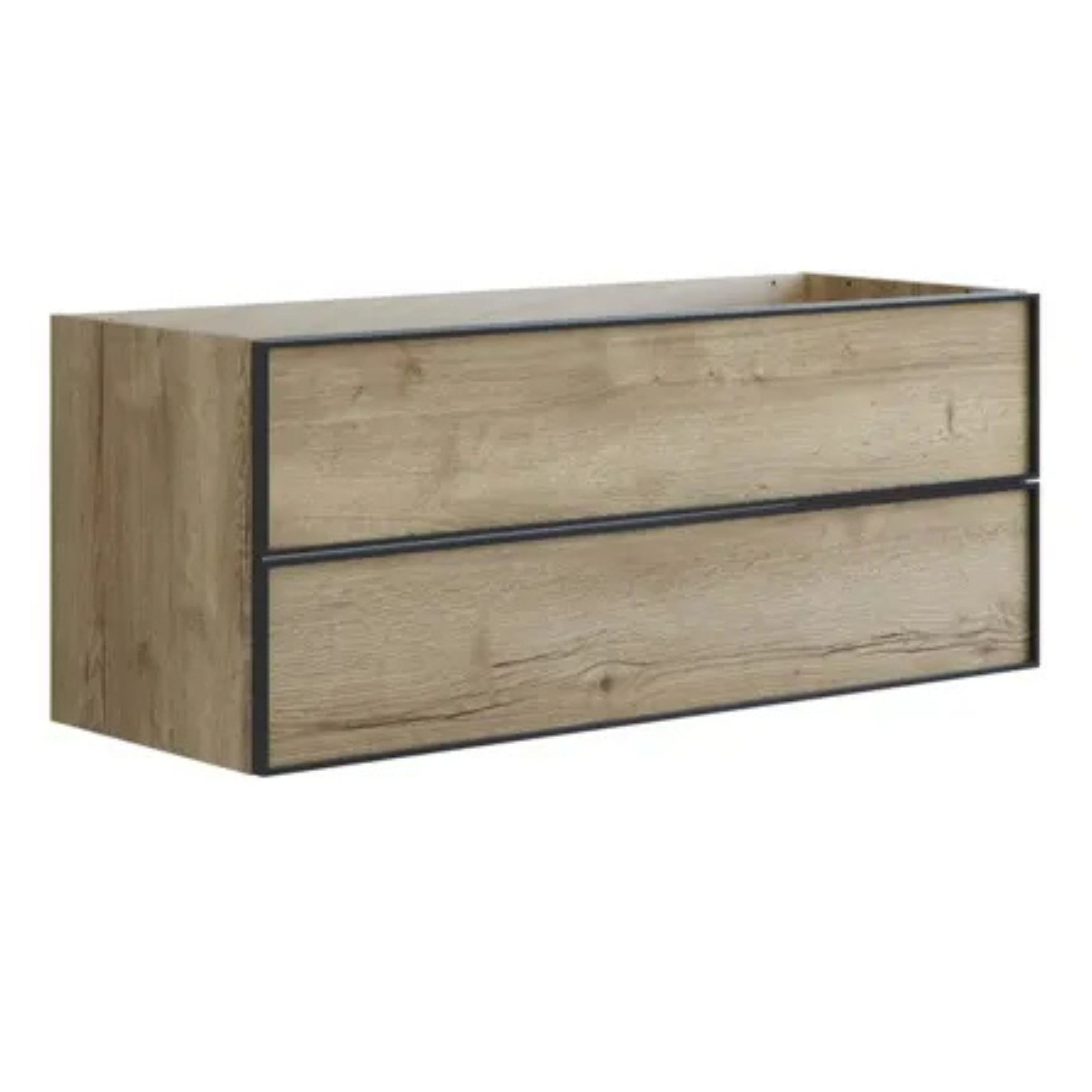 Dansani Inzo Alu-ramme Svart Servantskap 2 Skuff H48cm Natur eik / 120cm Dansani Servantskap DA-U22-8049