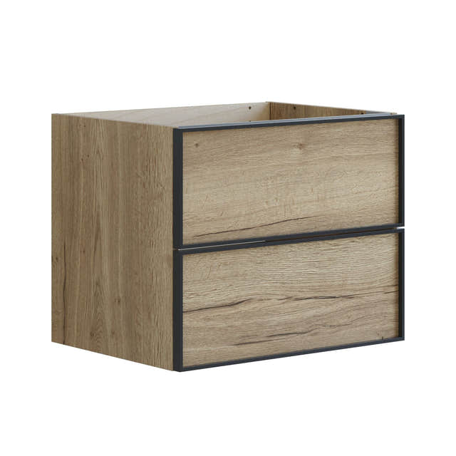 Dansani Inzo Alu-ramme Svart Servantskap 2 Skuff H48cm Natur eik / 60cm Dansani Servantskap DA-U19-8049