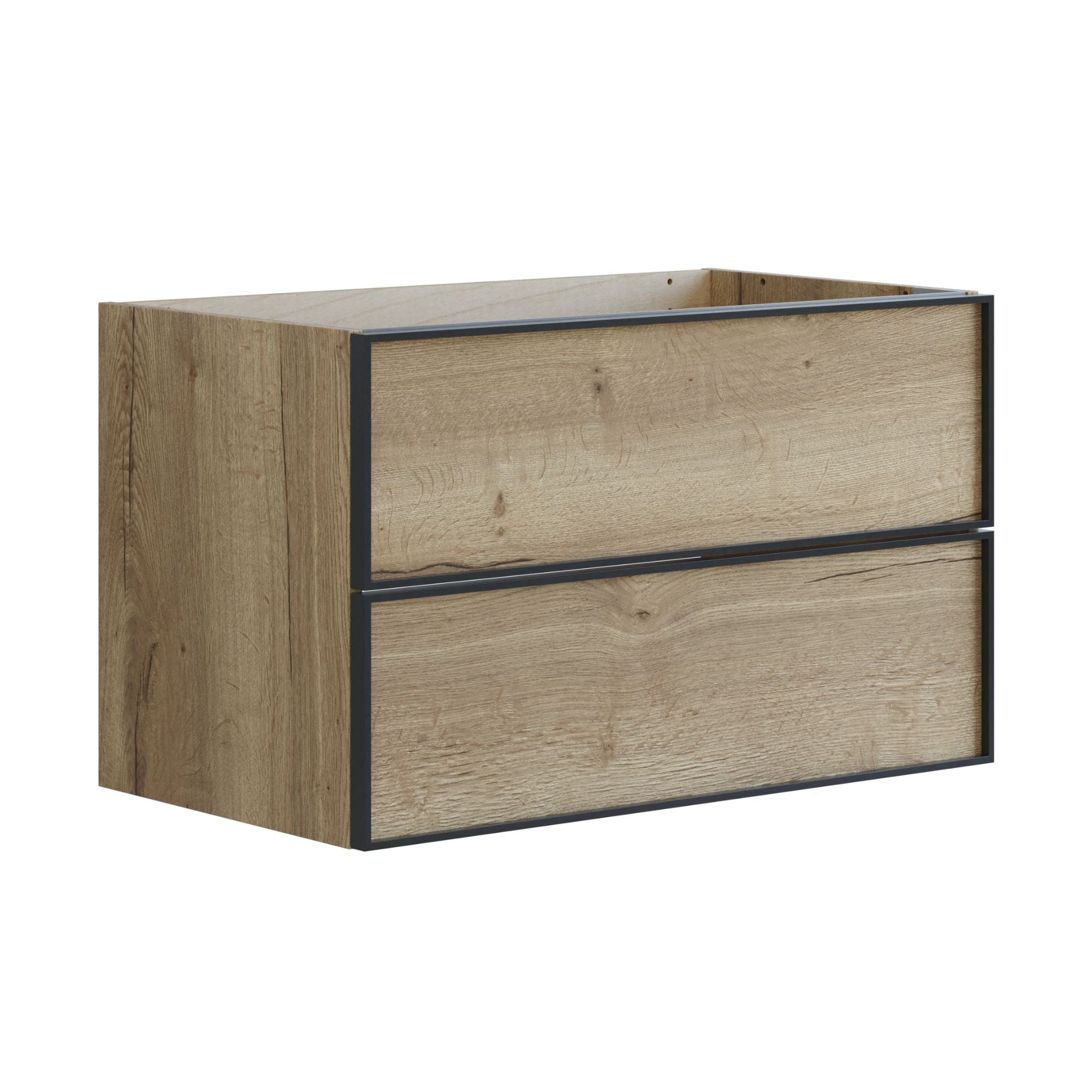 Dansani Inzo Alu-ramme Svart Servantskap 2 Skuff H48cm Natur eik / 80cm Dansani Servantskap DA-U20-8049