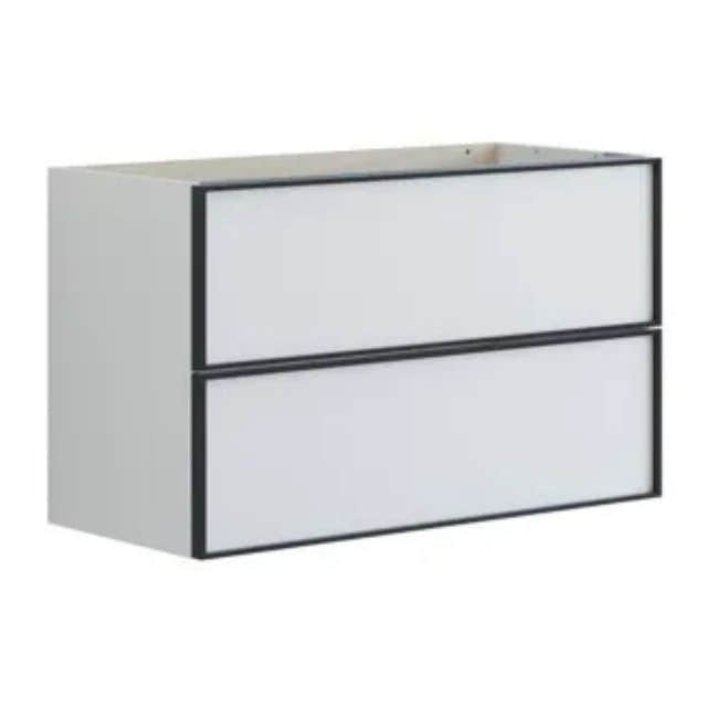 Dansani Inzo Alu-ramme Svart Servantskap Slim 2 Skuff Hvit matt / 80cm Dansani Servantskap DA-U08-8010