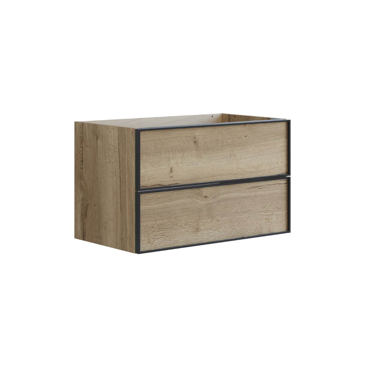 Dansani Inzo Alu-ramme svart Underskap 2 skuff B60-120xH48xD44cm Natur eik / 80cm Dansani Sideskap bad DA-U34-8049