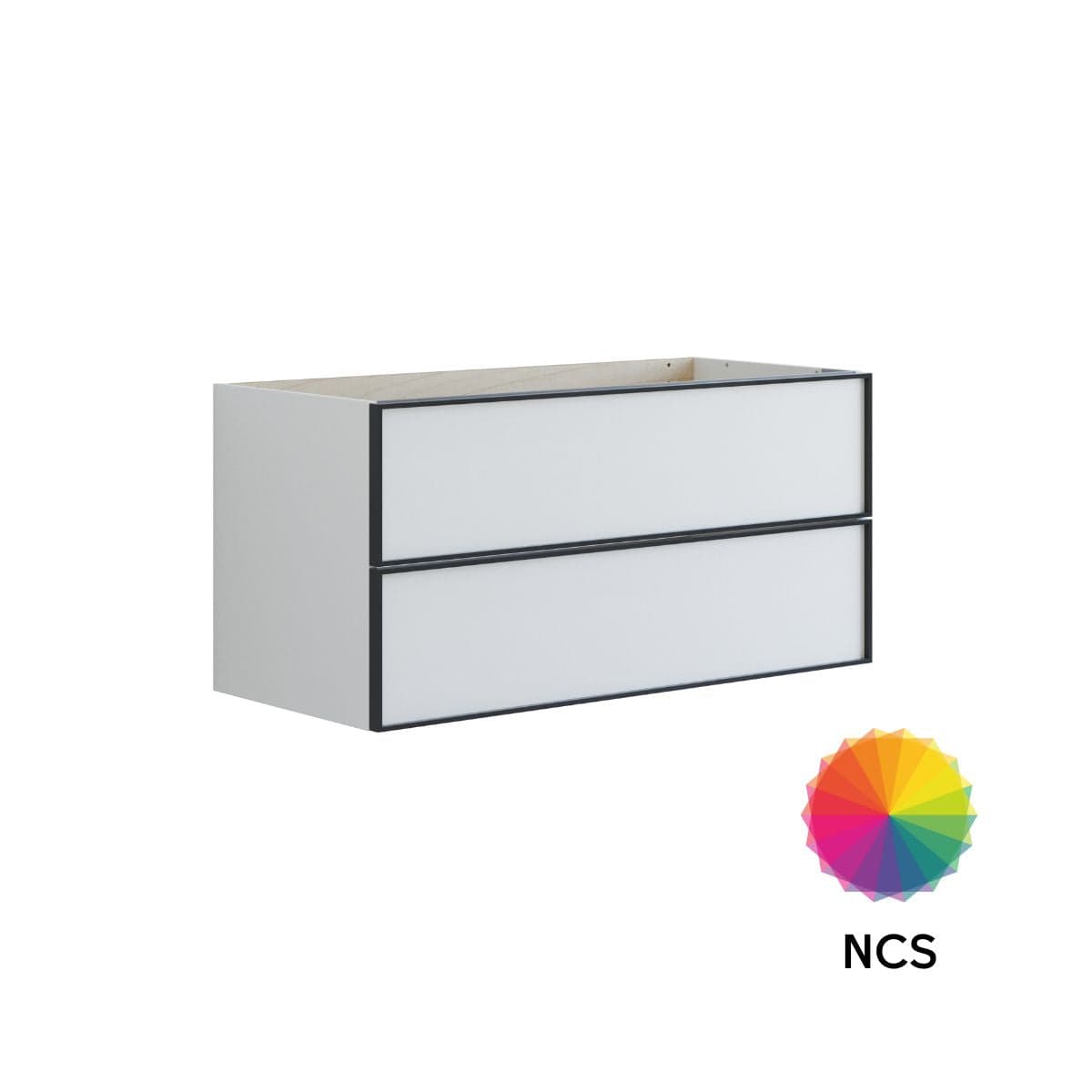 Dansani Inzo Alu-ramme svart Underskap 2 skuff B60-120xH48xD44cm NCS farge / 100cm Dansani Sideskap bad DA-U35-8099