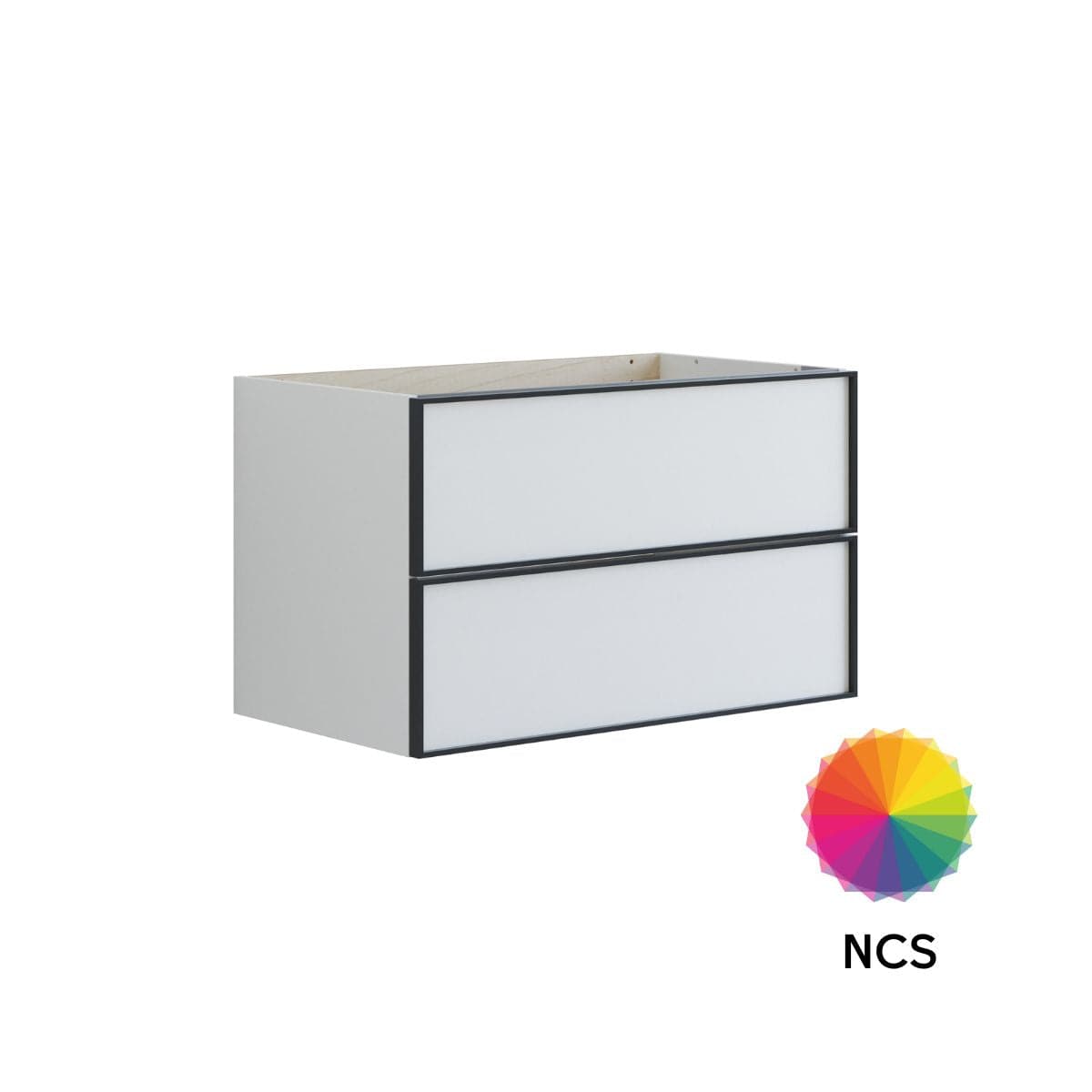 Dansani Inzo Alu-ramme svart Underskap 2 skuff B60-120xH48xD44cm NCS farge / 80cm Dansani Sideskap bad DA-U34-8099