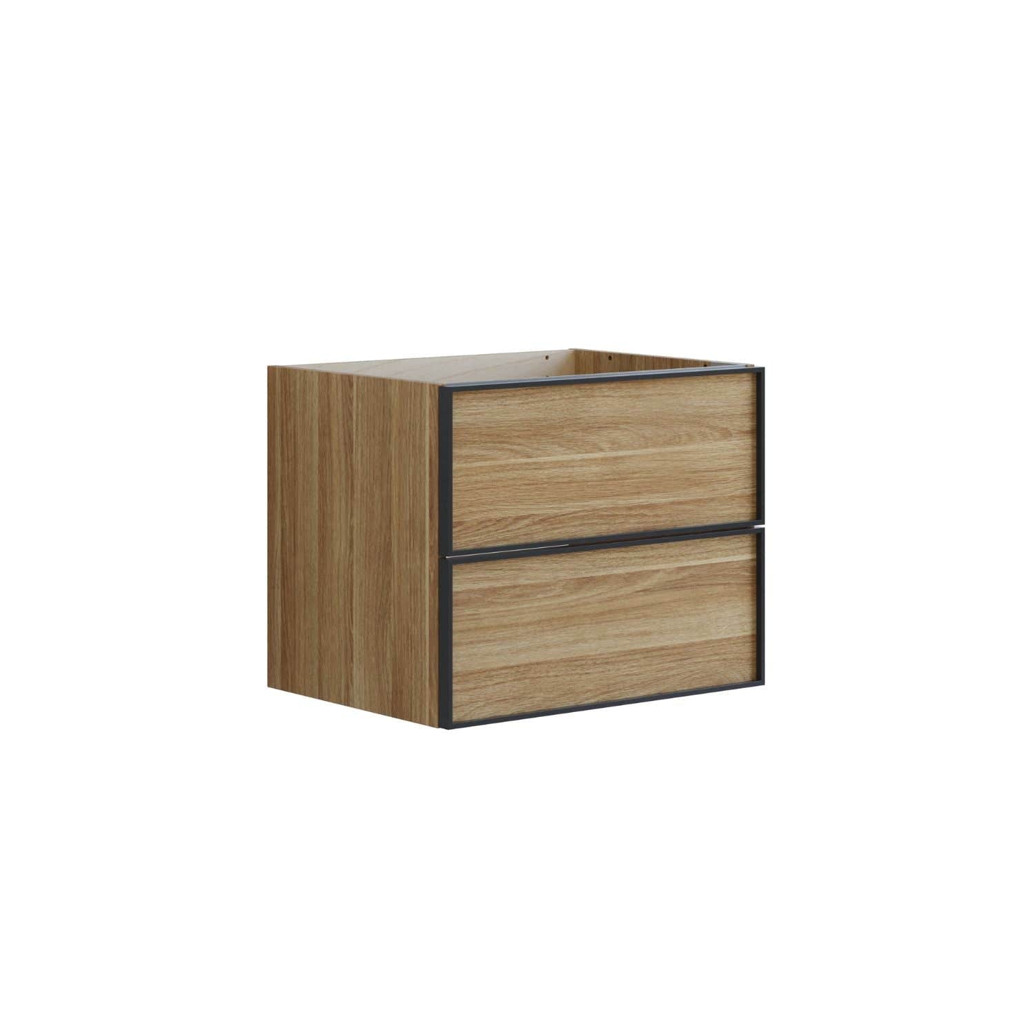 Dansani Inzo Alu-ramme svart Underskap 2 skuff B60-120xH48xD44cm Varm eik / 60cm Dansani Sideskap bad DA-U33-8055