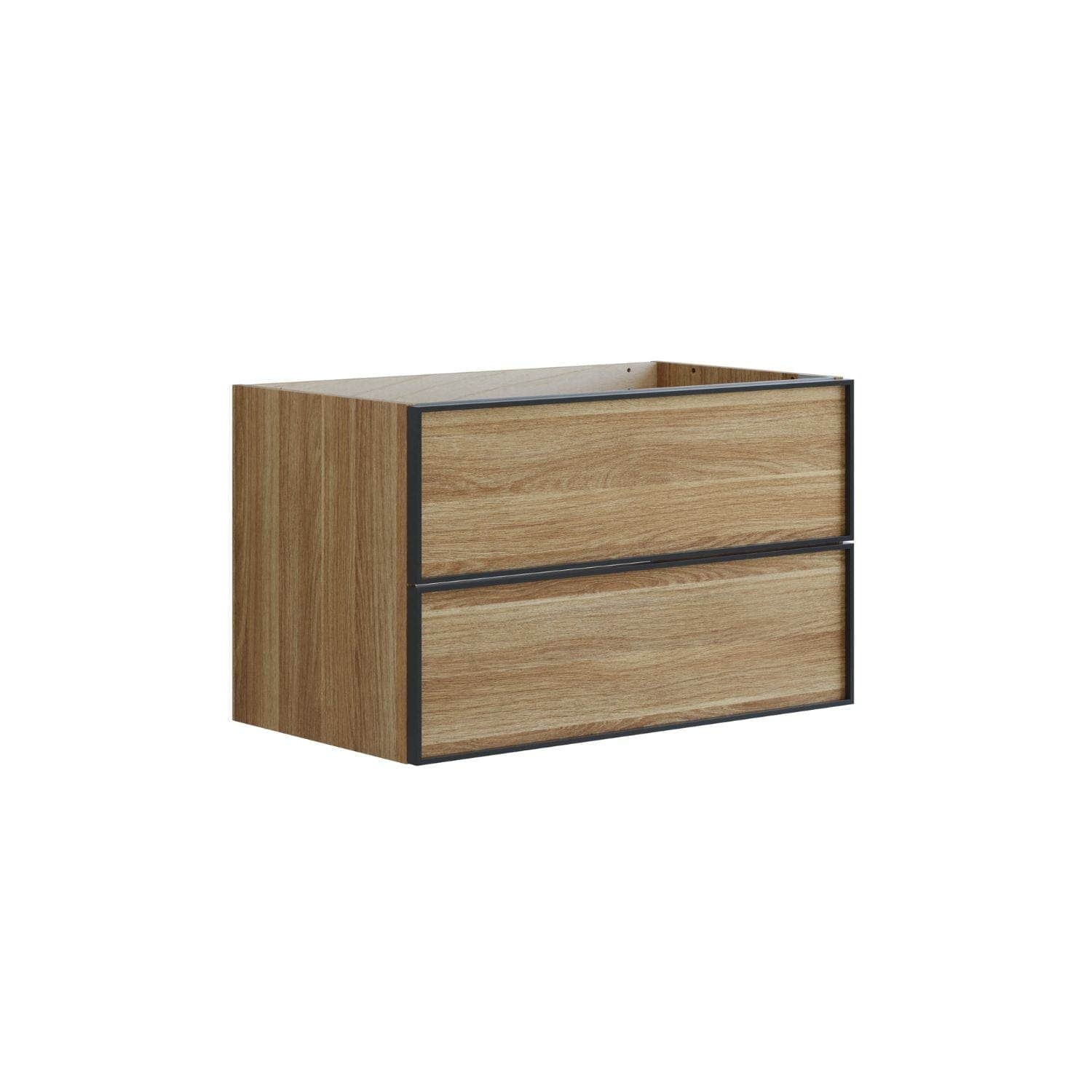 Dansani Inzo Alu-ramme svart Underskap 2 skuff B60-120xH48xD44cm Varm eik / 80cm Dansani Sideskap bad DA-U34-8055