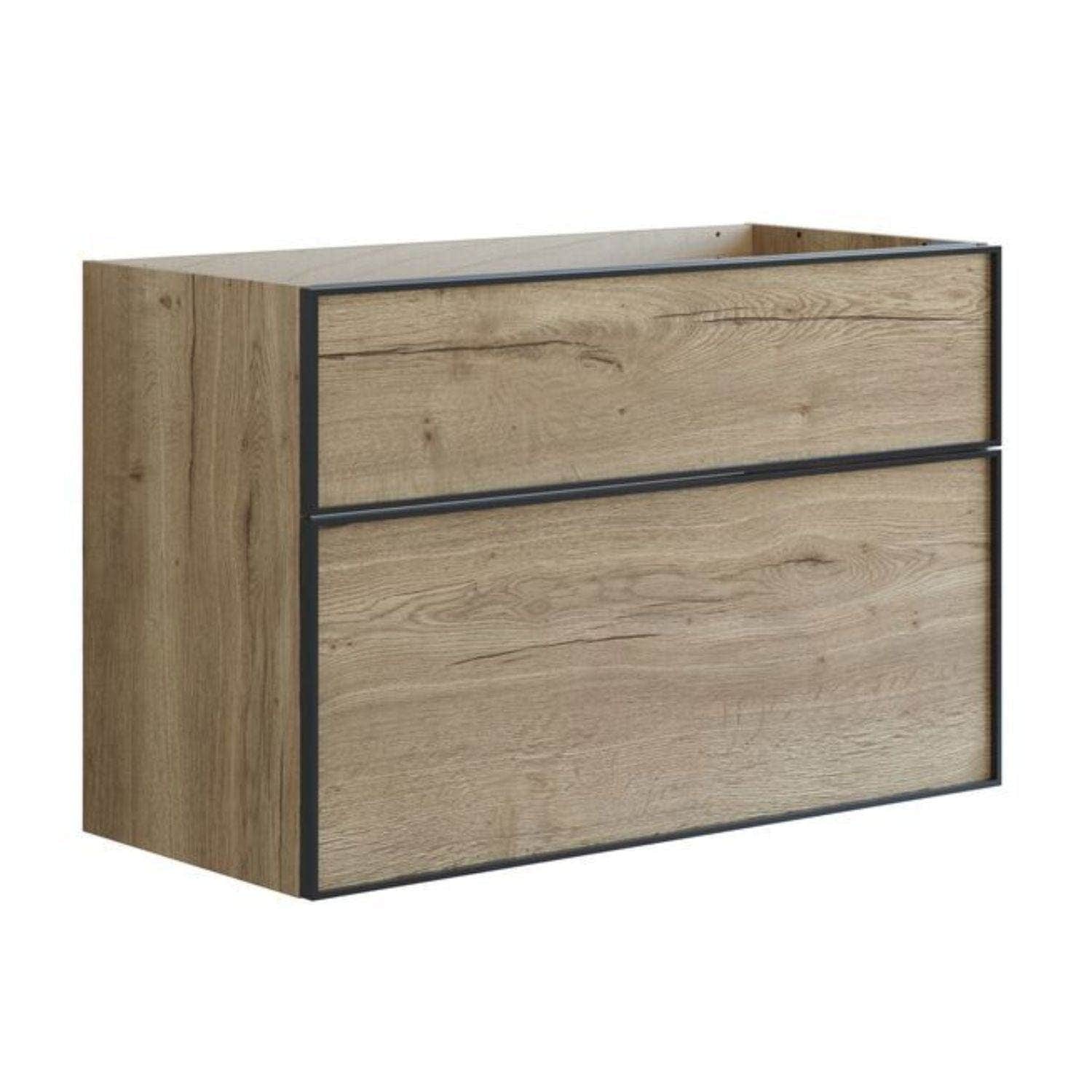 Dansani Inzo Alu-ramme svart Underskap 2 skuff Natur eik / 100cm Dansani Sideskap bad DA-U39-8049