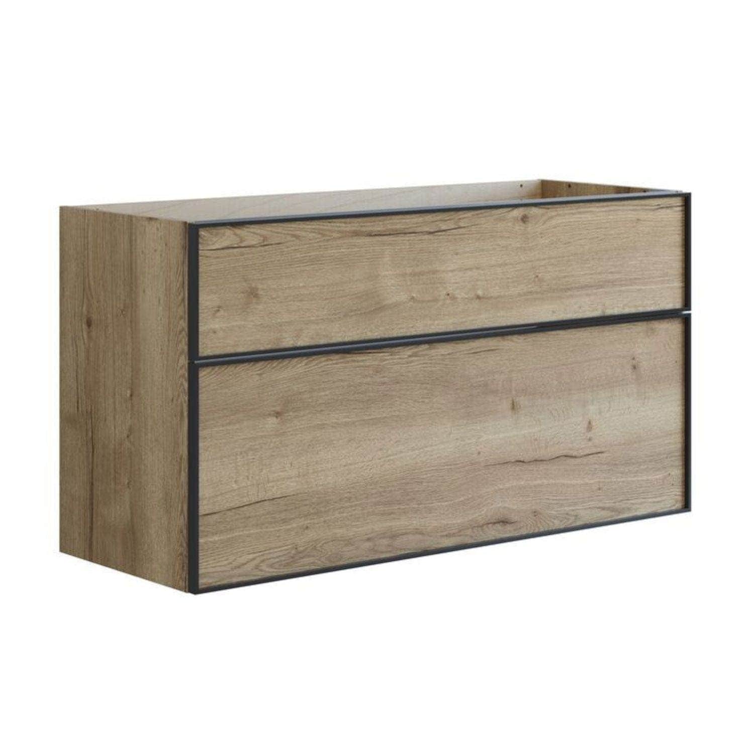 Dansani Inzo Alu-ramme svart Underskap 2 skuff Natur eik / 120cm Dansani Sideskap bad DA-U40-8049