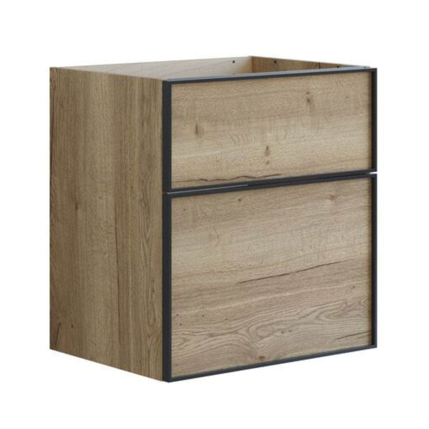 Dansani Inzo Alu-ramme svart Underskap 2 skuff Natur eik / 60cm Dansani Sideskap bad DA-U37-8049
