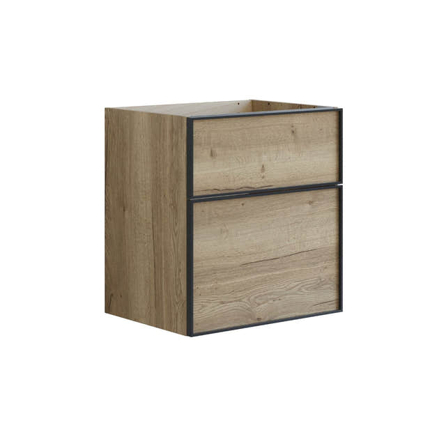 Dansani Inzo Alu-ramme svart Underskap 2 skuff Natur eik / 60cm Dansani Sideskap bad DA-U37-8049