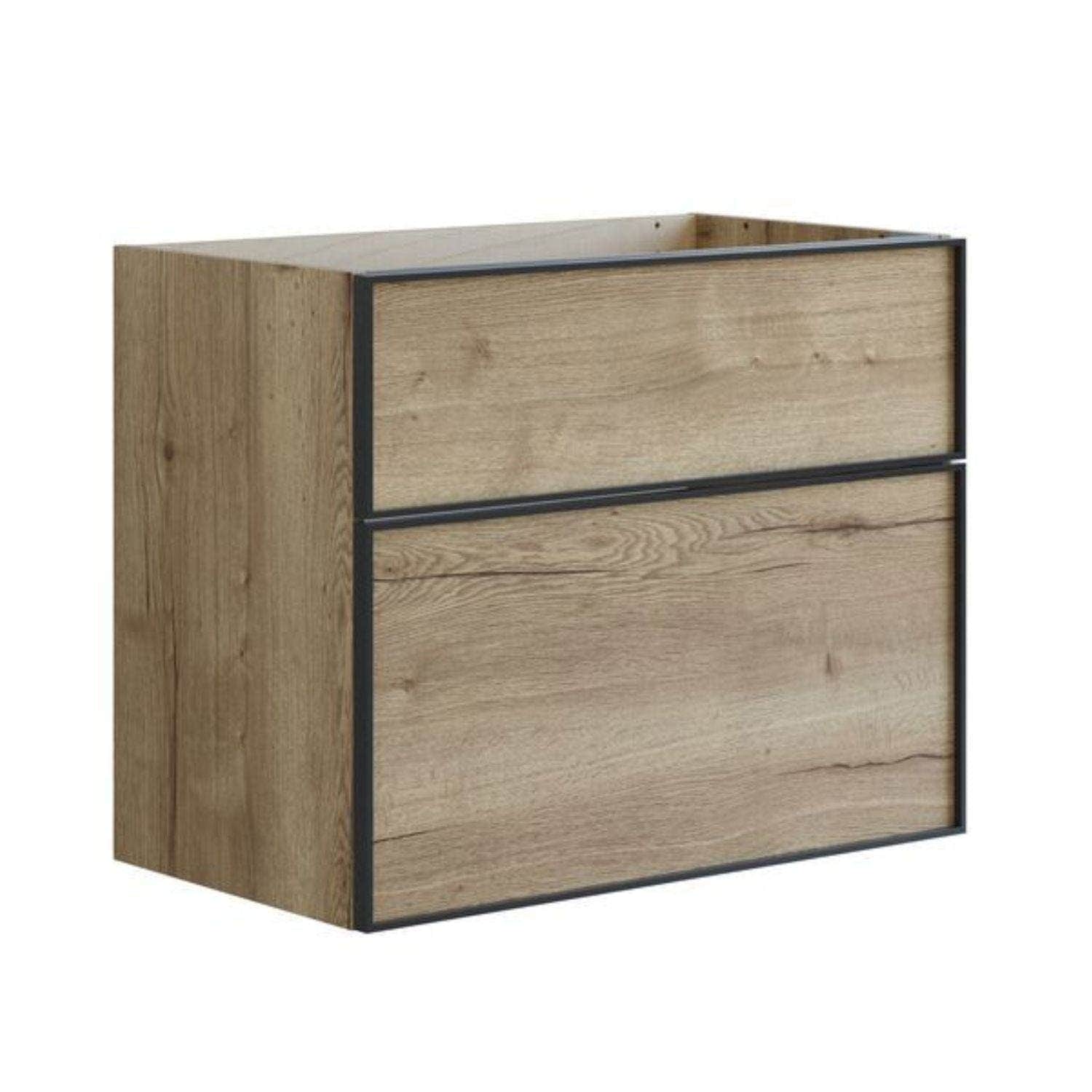 Dansani Inzo Alu-ramme svart Underskap 2 skuff Natur eik / 80cm Dansani Sideskap bad DA-U38-8049