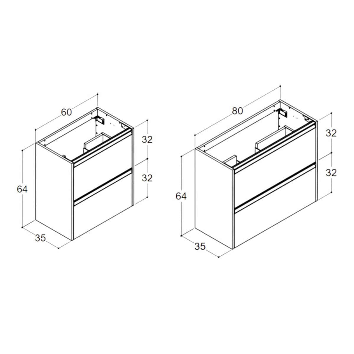 Dansani INZO Classic Glatt Servantskap Slim H64 Dansani Servantskap