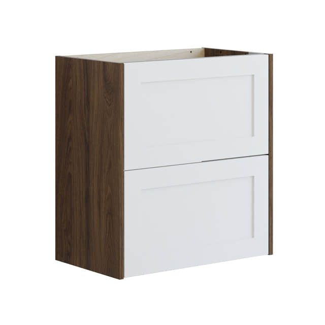 Dansani INZO Classic Ramme Servanstkap Slim med 2 skuff Brun eik/hvit matt / 60cm Dansani Servantskap DA-T29-3015