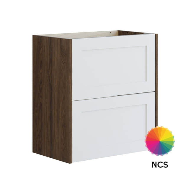 Dansani INZO Classic Ramme Servanstkap Slim med 2 skuff Brun eik/NCS farge / 60cm Dansani Servantskap DA-T29-3093