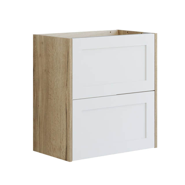 Dansani INZO Classic Ramme Servanstkap Slim med 2 skuff Natur eik/hvit matt / 60cm Dansani Servantskap DA-T29-3014