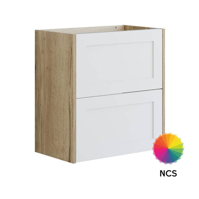 Dansani INZO Classic Ramme Servanstkap Slim med 2 skuff Natur eik/NCS farge / 60cm Dansani Servantskap DA-T29-3092