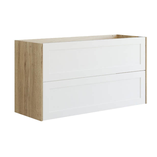 Dansani Inzo Classic Ramme Servantskap 2 skuff B60-120xH64xD44cm Natur eik/hvit matt / 120 cm dobbel Dansani Servantskap DA-T10-3014