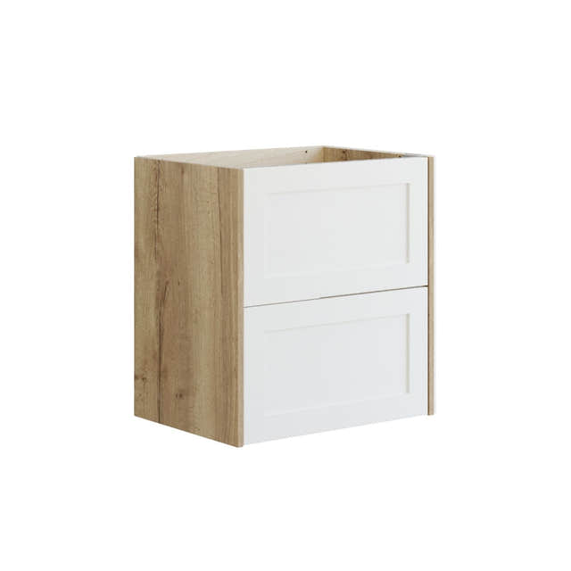 Dansani Inzo Classic Ramme Servantskap 2 skuff B60-120xH64xD44cm Natur eik/hvit matt / 60cm Dansani Servantskap DA-T06-3014