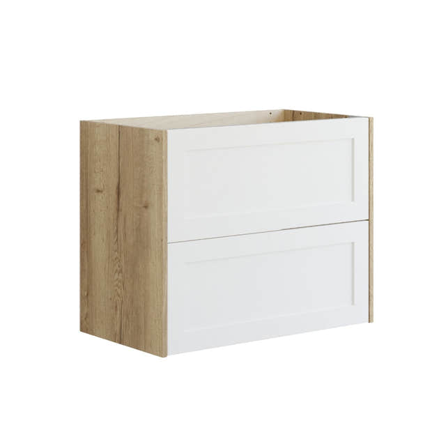 Dansani Inzo Classic Ramme Servantskap 2 skuff B60-120xH64xD44cm Natur eik/hvit matt / 80cm Dansani Servantskap DA-T07-3014