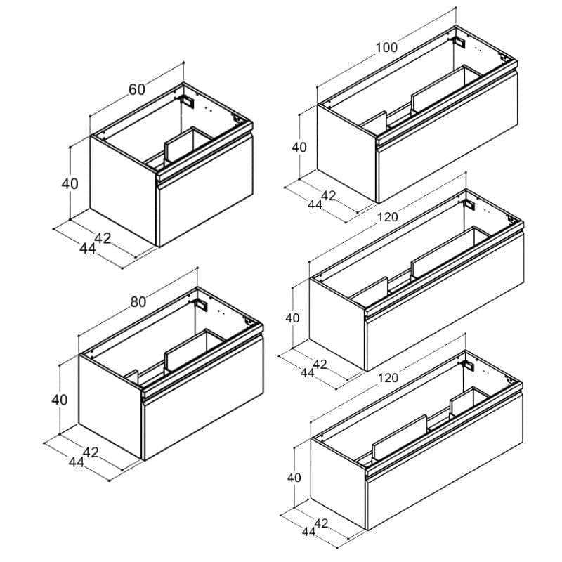 Dansani Inzo Integrert Servantskap 1 skuff B60-120xH40xD44cm Dansani Servantskap
