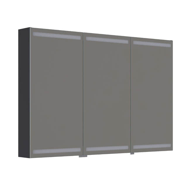 Dansani Inzo Level Speilskap Svart gummi / 120 cm 3 dører Dansani Speilskap DA-S873-137