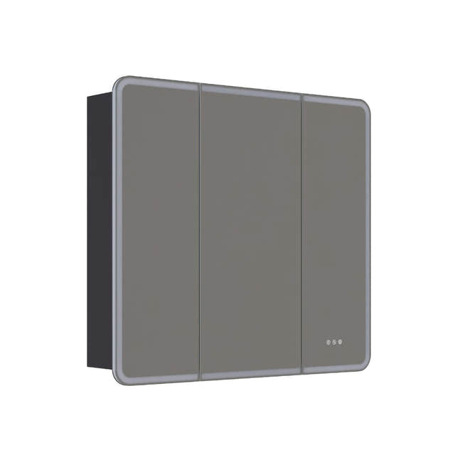 Dansani INZO Radience Speilskap Sort gummi / 100cm 3 dører Bad.no Speilskap DA-S861-137