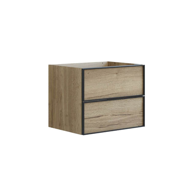 Dansani Inzo Urban Alu-ramme svart Underskap 2 skuff B60-120xH48xD44cm Natur eik / 60cm Dansani Sideskap bad DA-U33-8049