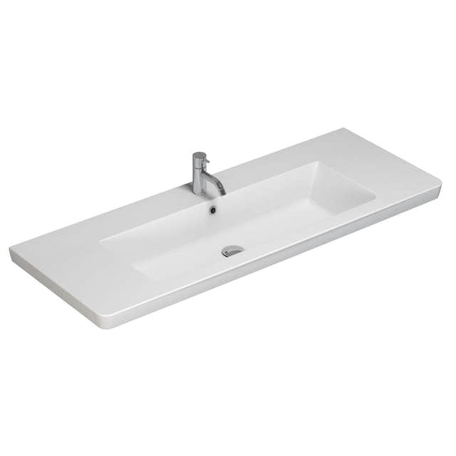 Dansani Larghetto Servant B60-120xH5xD46,5cm - med kranhull Hvit blank / 120cm Dansani Baderomsservant DA-538512003