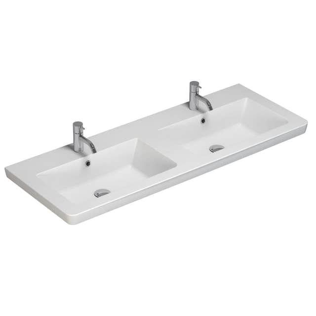 Dansani Larghetto Servant B60-120xH5xD46,5cm - med kranhull Hvit blank / 120cm dobbel Dansani Baderomsservant DA-538512203