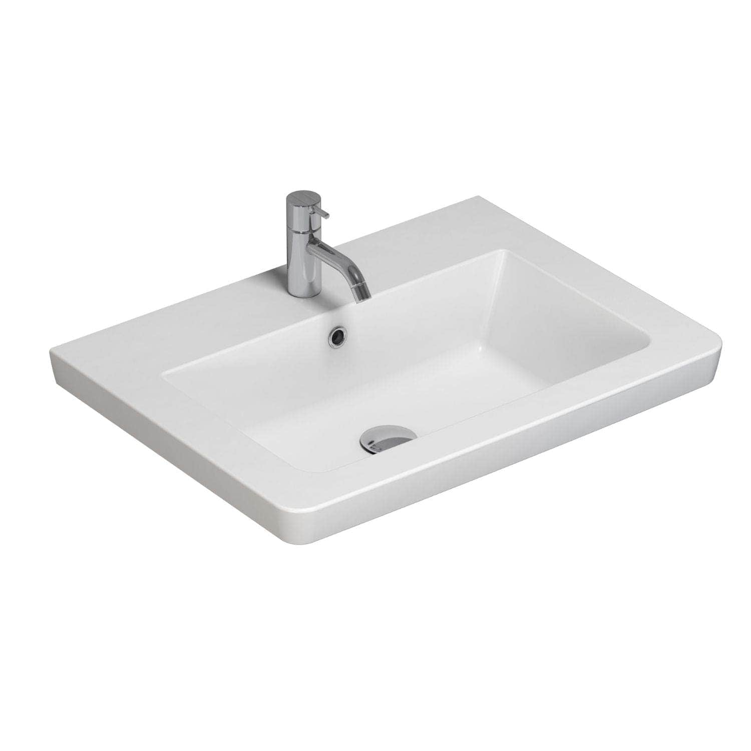 Dansani Larghetto Servant B60-120xH5xD46,5cm - med kranhull Hvit blank / 60cm Dansani Baderomsservant DA-538506003