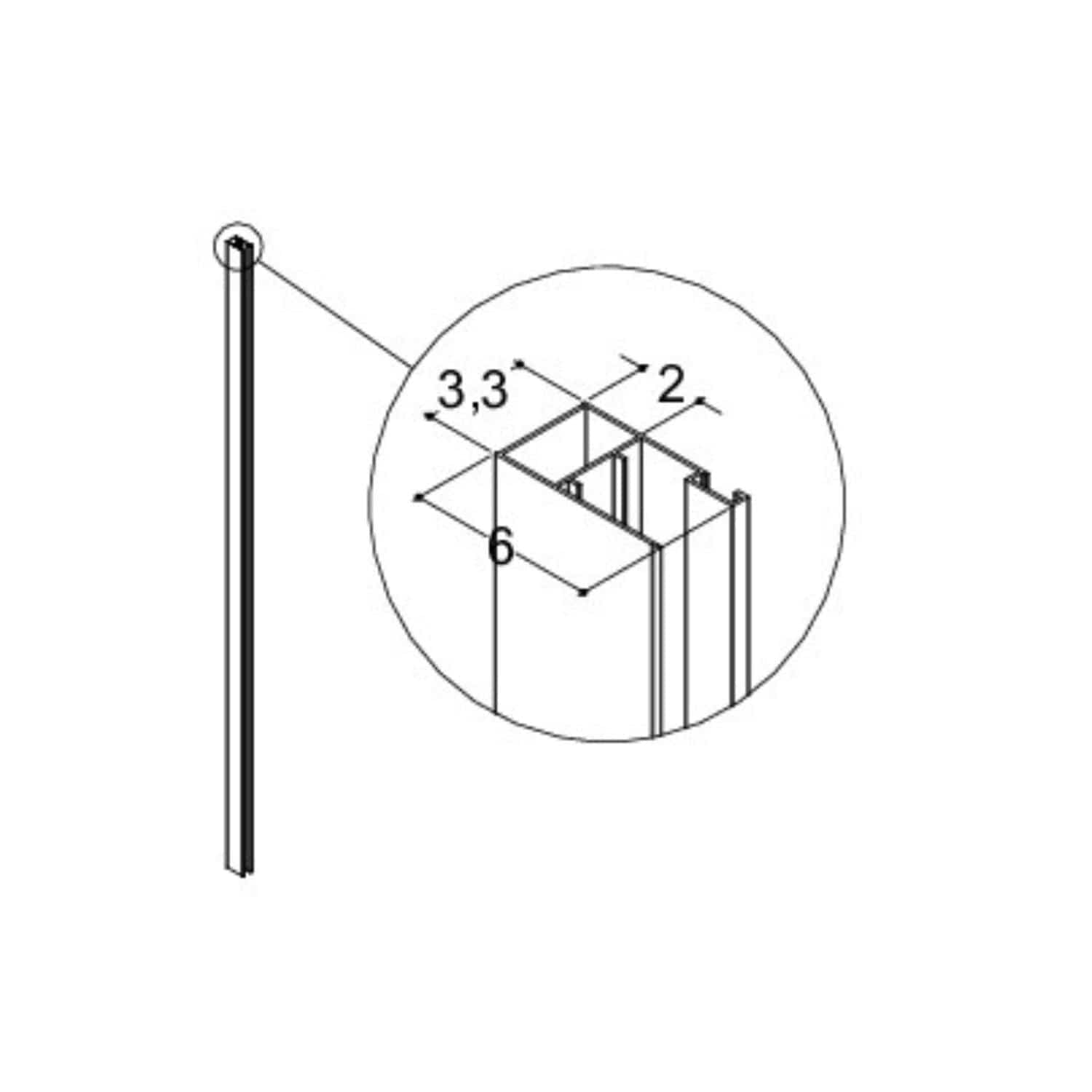 Dansani Match Avstandsprofil A/B/E +20mm - H200cm Dansani Veggprofil