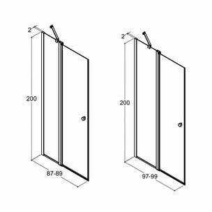 Dansani Match C Dusjdør med sidepanel B90-100xH200cm