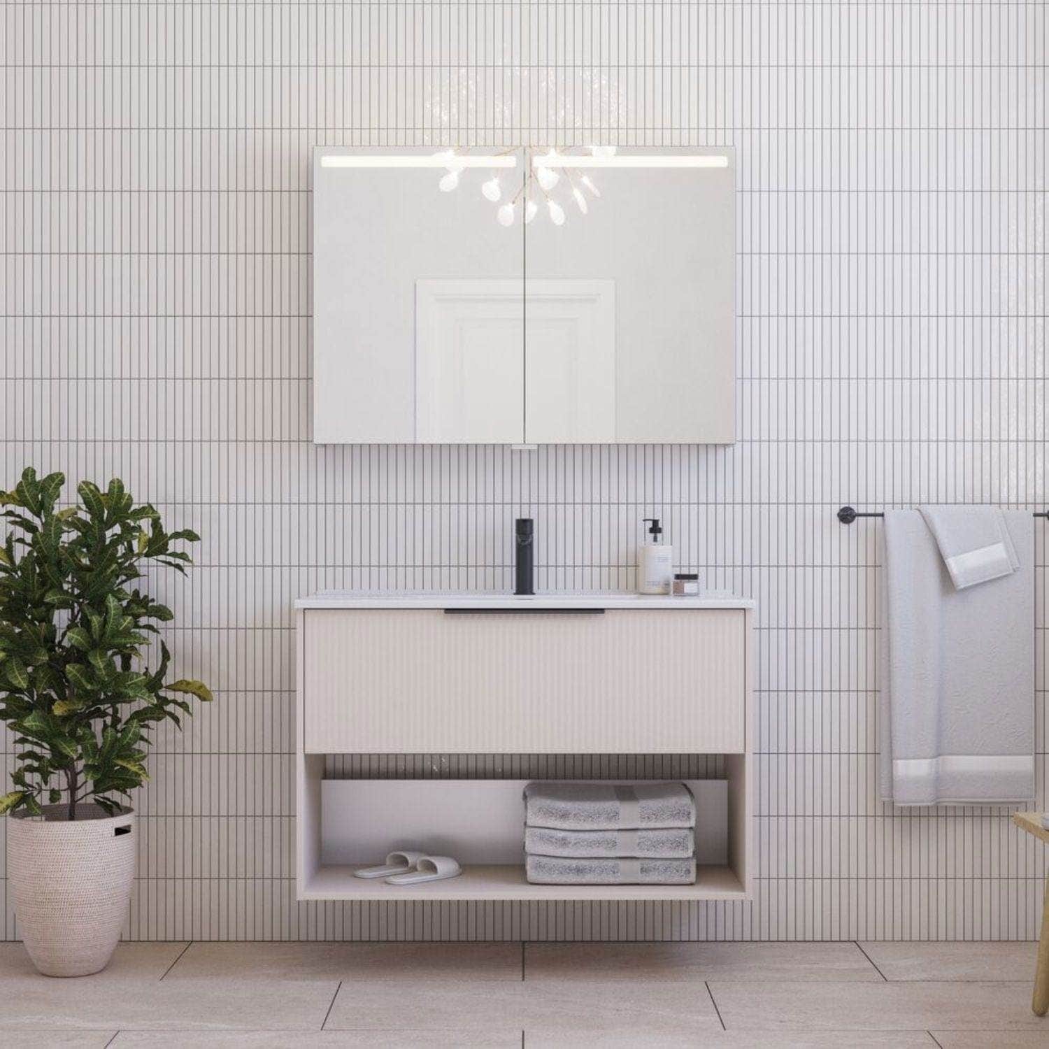 Dansani Mido+ Classic Stripet Servantskap Med skuff og åpent rom Dansani Servantskap